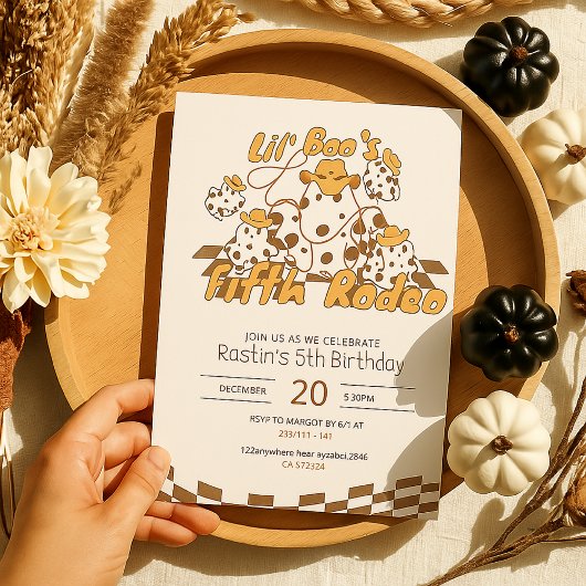 Retro Cowboy Halloween geruit patroon Verjaardag Kaart