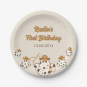 Retro Cowboy Halloween geruit patroon Verjaardag Papieren Bordje (Voorkant)