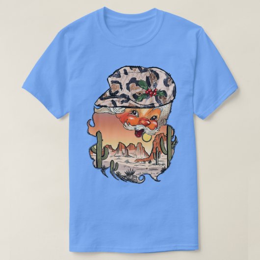 Retro Cowboy Hat Santa Claus Desert Western Merry  T-shirt (Design voorkant)