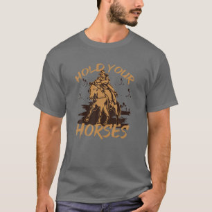 Retro Cowboy houdt je paard tegen Rodeo Wild West T-shirt