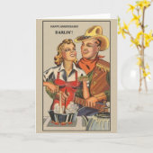 Retro Cowboy Jubileum Wenskaart Kaart (Gele Bloem)