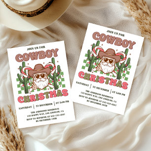 Retro Cowboy Kerstfeest Western Vakantie Kaart