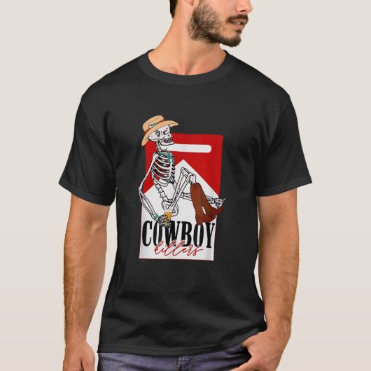 Retro Cowboy Killers Funny Skeleton Mannen Wo T-shirt (Voorkant)