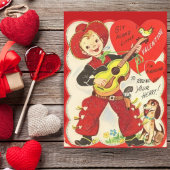 Retro cowboy met gitaarValentijnsdag Feestdagenkaart