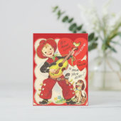 Retro cowboy met gitaarValentijnsdag Feestdagenkaart (Staand voorkant)
