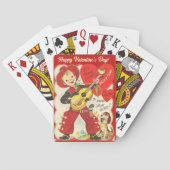 Retro  cowboy met gitaarValentijnsdag Pokerkaarten (Achterkant)