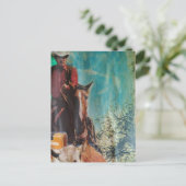 Retro Cowboy Mixed Media Collage Briefkaart (Staand voorkant)