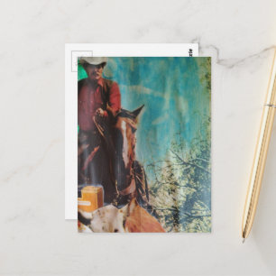 Retro Cowboy Mixed Media Collage Briefkaart