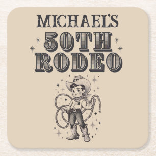  Retro Cowboy Rodeo 50ste Verjaardagsfeest Kartonnen Onderzetters