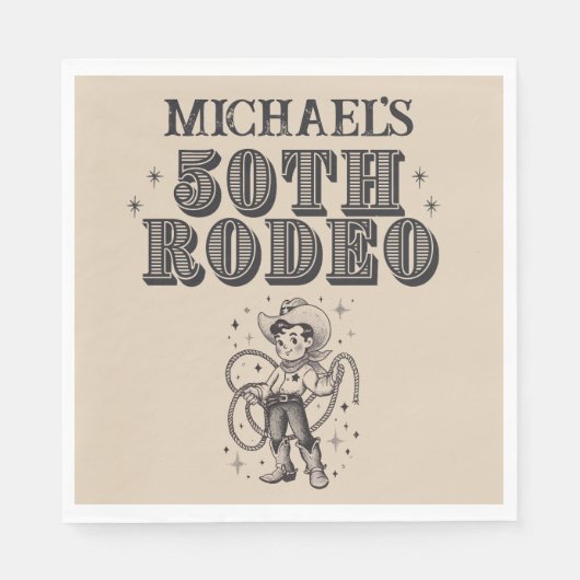  Retro Cowboy Rodeo 50ste Verjaardagsfeest Servet (Voorkant)