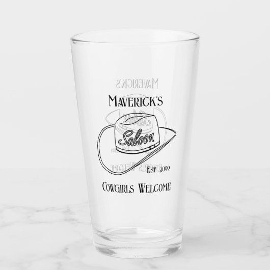 Retro Cowboy Saloon Drinkware Pint Bier Glas (Voorkant)