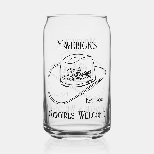 Retro Cowboy Saloon Kan Bier Drinkware Blikvorm Glas (Voorkant)