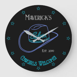 Retro Cowboy Saloon Wandklok LG.