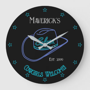 Retro Cowboy Saloon Wandklok LG.