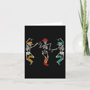 Retro Cowboy Skeleton Cowgirl Dansende Boots Hallo Kaart