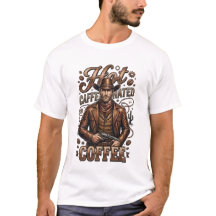 Retro Cowboy T-shirt met hete, cafeïnehoudende kof