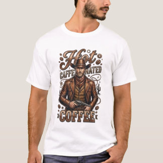 Retro Cowboy T-shirt met hete, cafeïnehoudende kof
