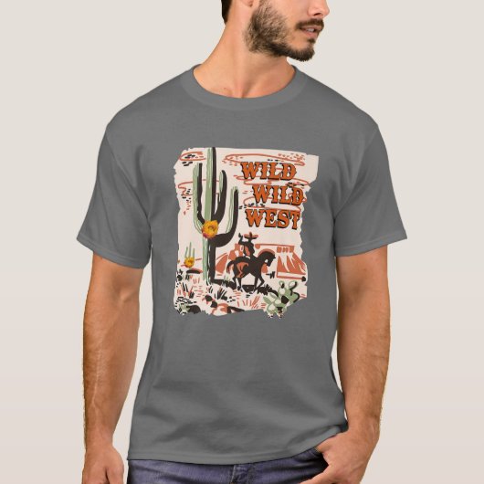 Retro Cowboy Wild Wild West Desert Cactus Western T-shirt (Voorkant)