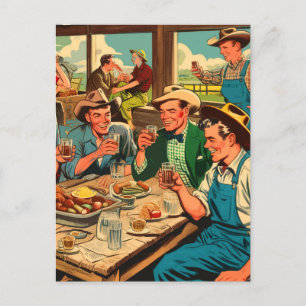 Retro Cowboys Comics Briefkaart