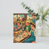 Retro Cowboys Comics Briefkaart (Staand voorkant)