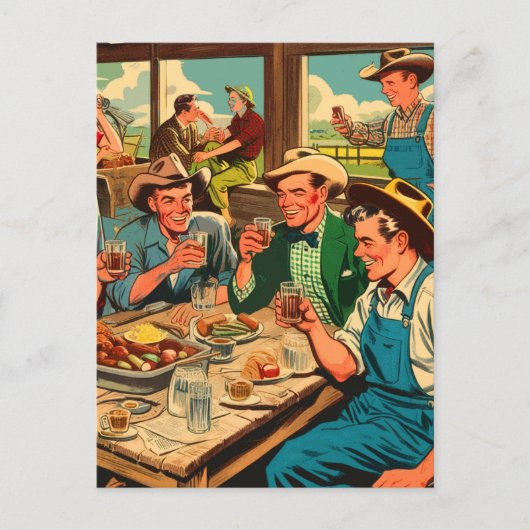 Retro Cowboys Comics Briefkaart (Voorkant)