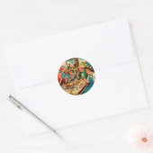 Retro Cowboys Comics Ronde Sticker (Envelop)