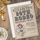  Retro Cowgirl 30ste verjaardagsfeestje Kaart