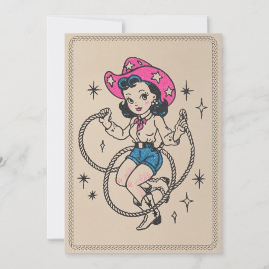 Retro Cowgirl 40ste verjaardagsfeestje Kaart (Achterkant)