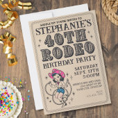 Retro Cowgirl 40ste verjaardagsfeestje Kaart