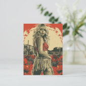 Retro Cowgirl Briefkaart (Staand voorkant)