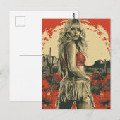 Retro Cowgirl Briefkaart (Voorkant / Achterkant)