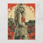 Retro Cowgirl Briefkaart (Voorkant)