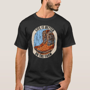 Retro Cowgirl Laars Op De Boerderij Westerse Boer T-shirt