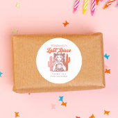 Retro Cowgirl Laatste Disco Bachelorette Bedankt Ronde Sticker