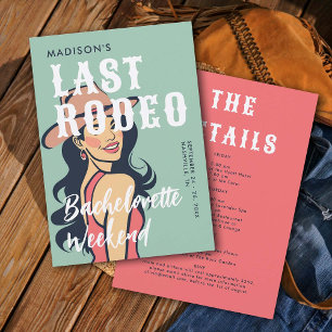 Retro Cowgirl Laatste Rodeo Glam Roze Bachelorette Kaart