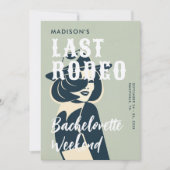 Retro Cowgirl Laatste Rodeo Glam Sage Bachelorette Kaart (Voorkant)