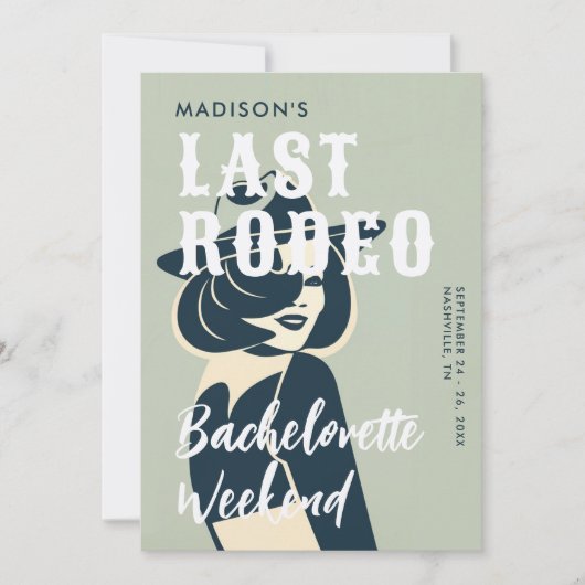 Retro Cowgirl Laatste Rodeo Glam Sage Bachelorette Kaart (Voorkant)