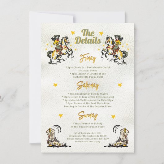 Retro Cowgirl Laatste Rodeo vrijgezellenfeest Kaart (Achterkant)