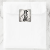 Retro Cowgirl LBD Sticker (Tas)