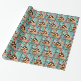 Retro  Cowgirl op Houden Horse Cadeaupapier
