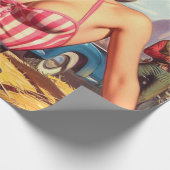 Retro Cowgirl Pin Up Cadeaupapier (Hoek)