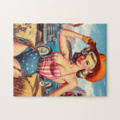Retro Cowgirl Pin Up Legpuzzel (Horizontaal)