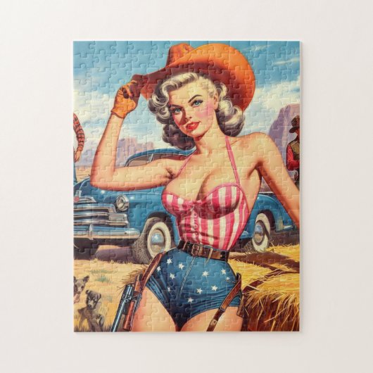 Retro Cowgirl Pin Up Legpuzzel (Verticaal)