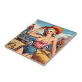 Retro Cowgirl Pin Up Tegeltje (Zijkant)