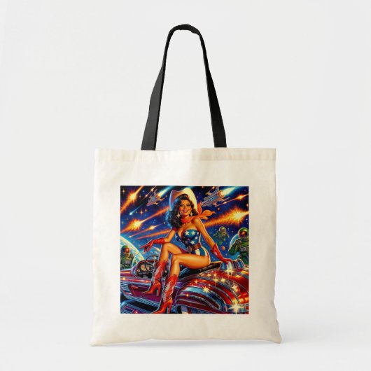 Retro Cowgirl Pin-Up Tote Bag (Voorkant)