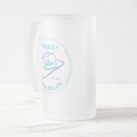 Retro Cowgirl Saloon Drinkware Matglas Bierpul (Voorkant links)