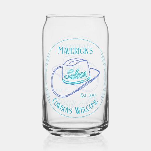 Retro Cowgirl Saloon Kan Bier Drinkware Blikvorm Glas (Voorkant)