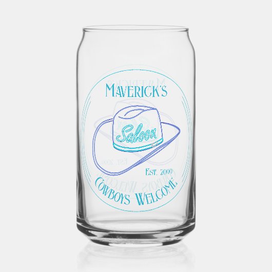 Retro Cowgirl Saloon Kan Bier Drinkware Blikvorm Glas (Achterkant)
