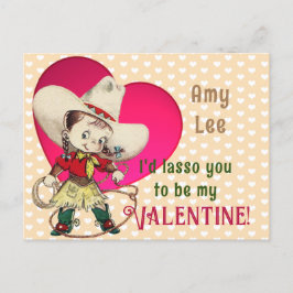 Retro Cowgirl Valentijn Holiday Briefkaart