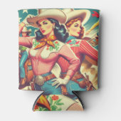 Retro Cowgirls Pin-ups Blikjeskoeler (Voorkant)